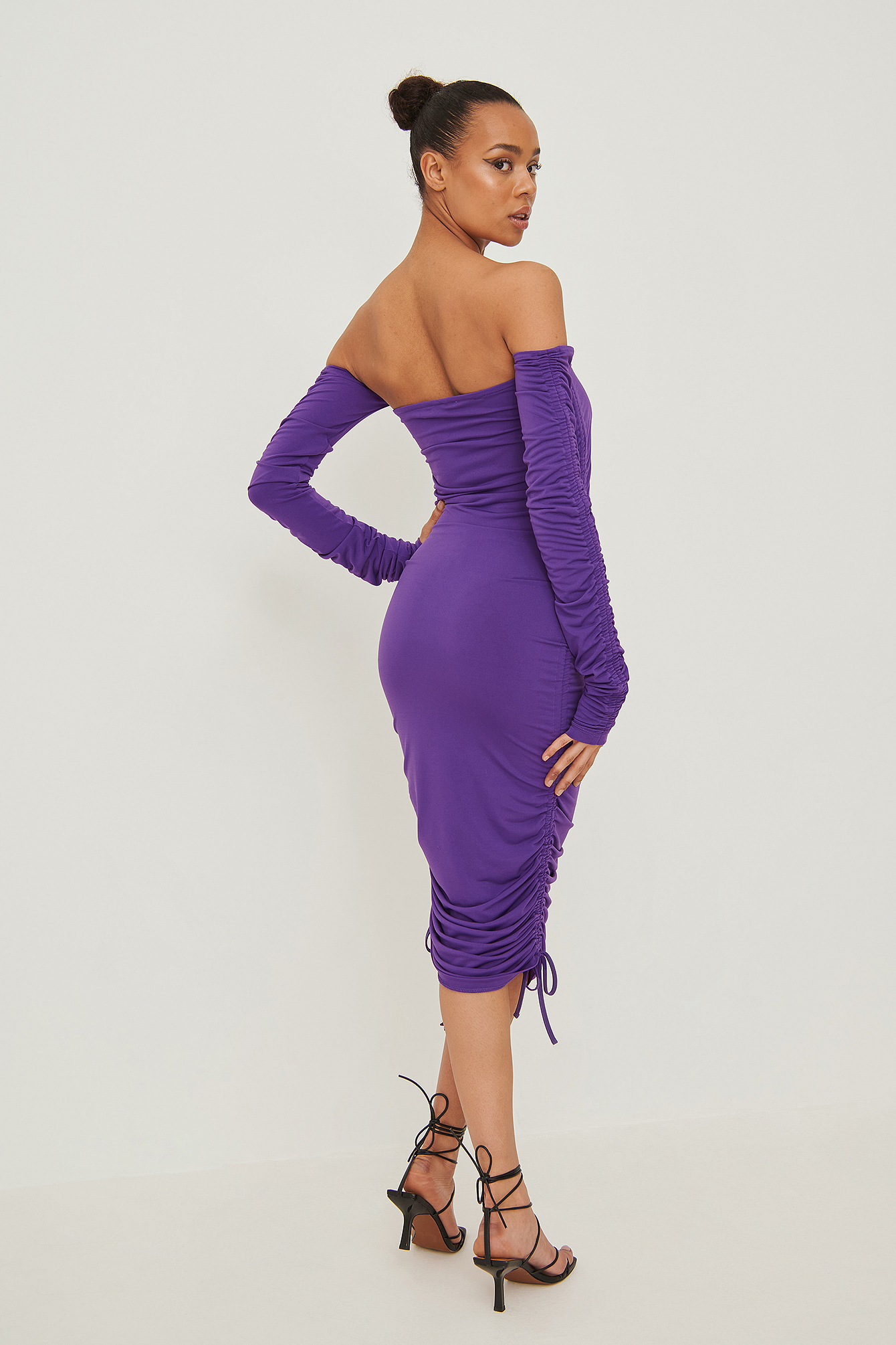 Off Shoulder Rouched Mini Dress Purple ...